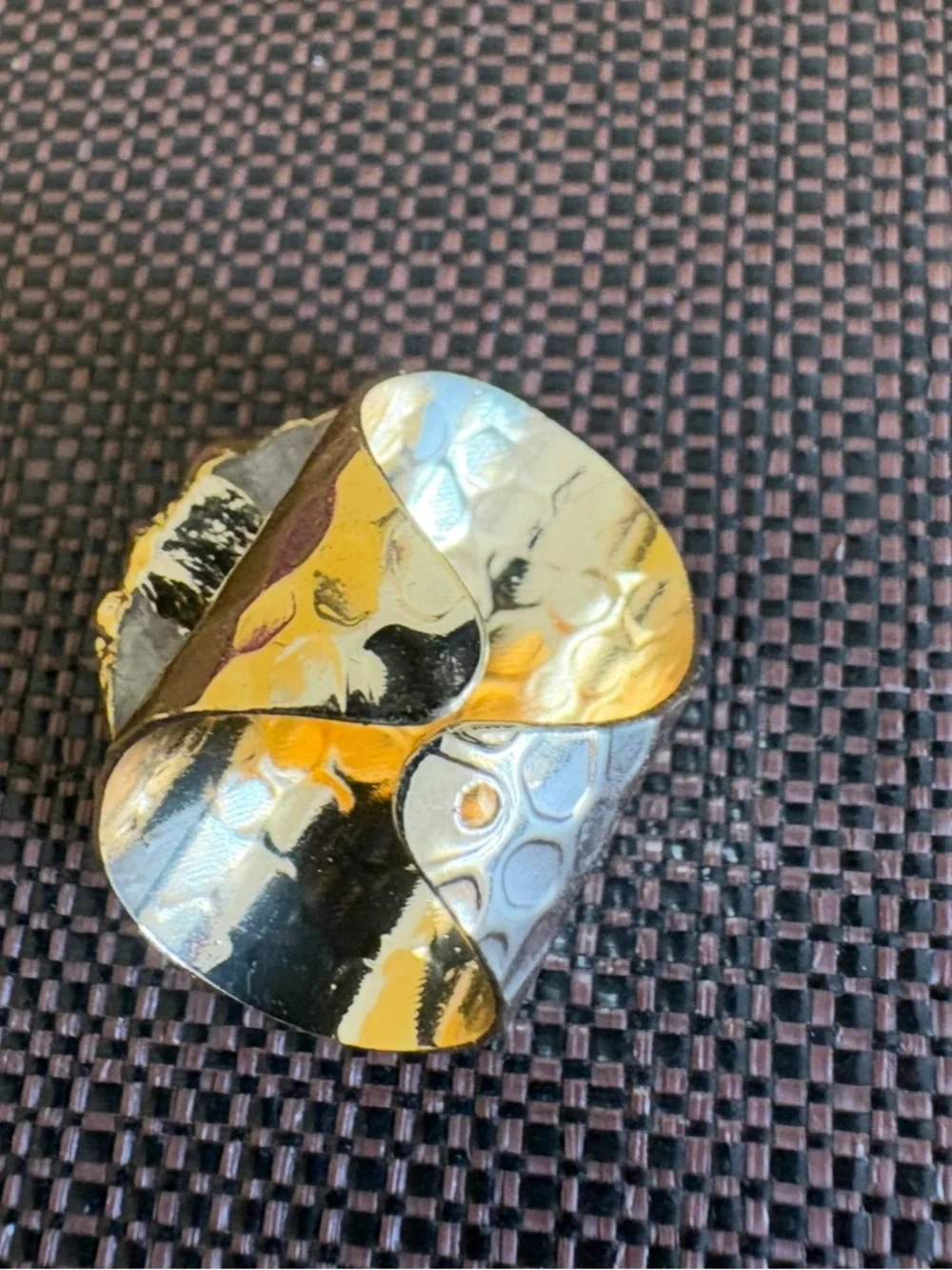 New! Gold-Plated White Synthetic Geode Agate Druzy Evil Eye Statement Ring